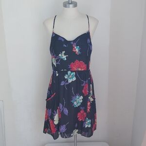 American Eagle Womens Dark Floral Corset Babydoll Mini Dress Sz XL Coquette Y2K